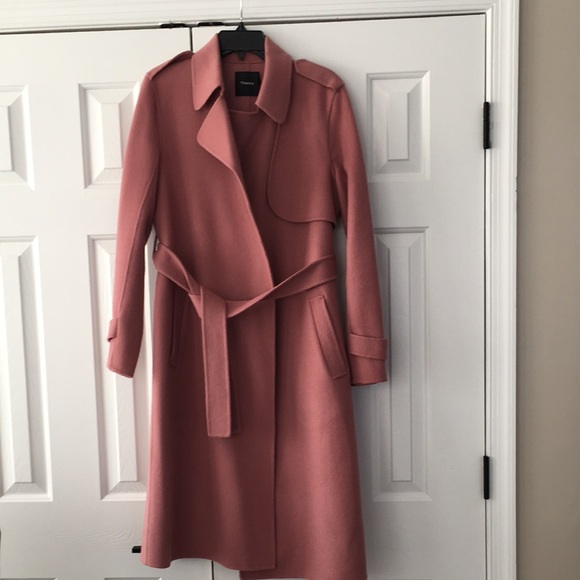 Theory Jackets & Blazers - THEORY EUC MAUVE WOOL CASHMERE BLEND BELTED TRENCH SIZE SMALL